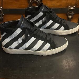 OFF-WHITE BRUSHED DIAGONALS MID LEATHER SNEAKER SIZE 43 9.5-10 US